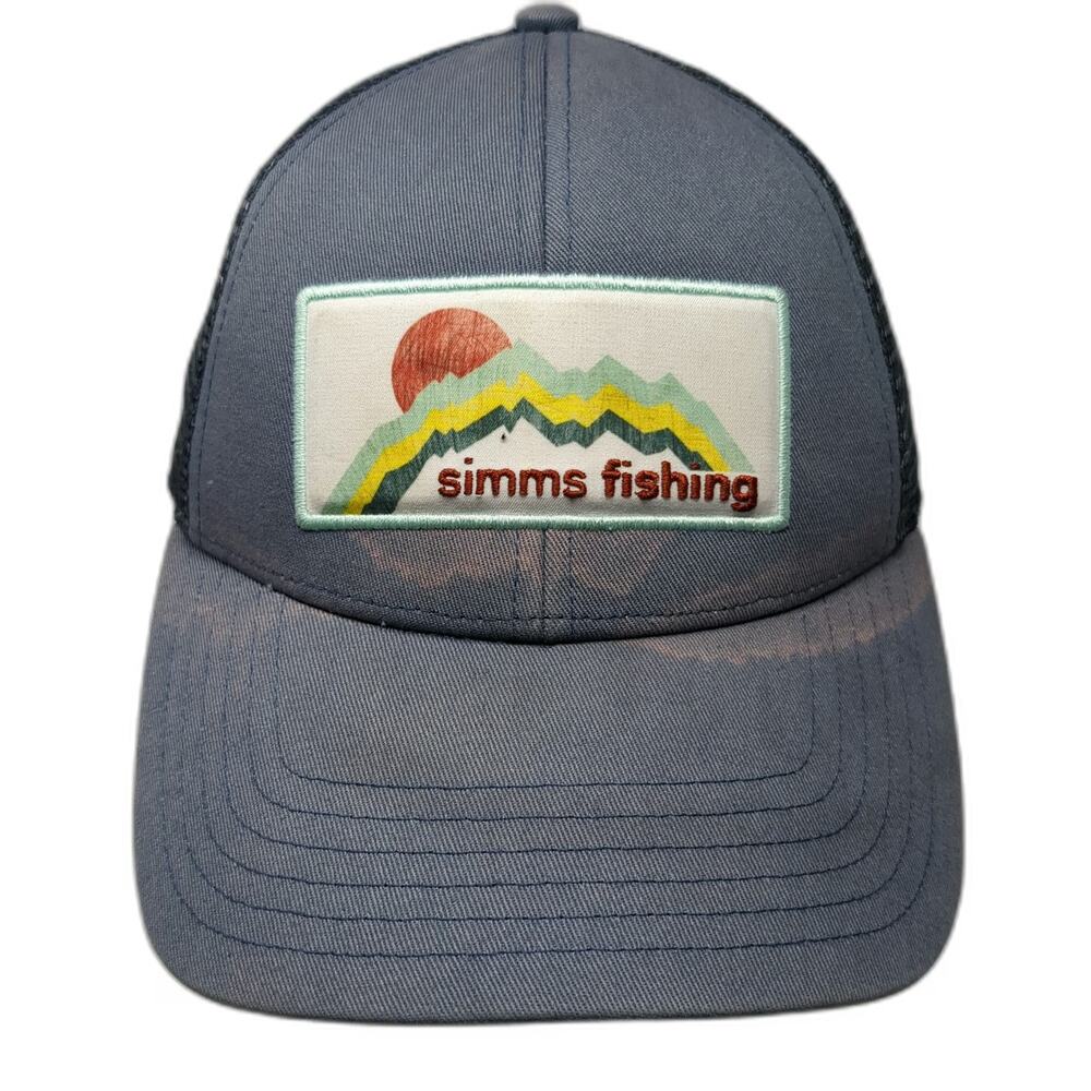 Simms Trucker Hat Blue One Size Fishing Mountain Sun Patch Mesh Snapback Outdoor